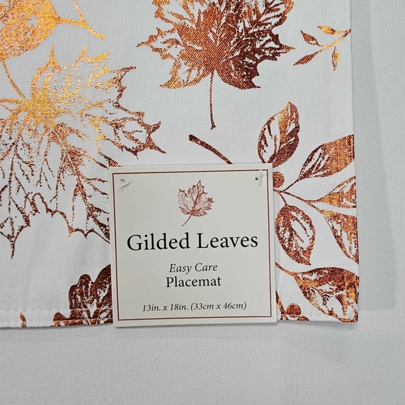 Centerpiece Placemat Benson Mills Gilded Leaves Metallic Foil Print Rectangle‎ - Picture 3 of 8